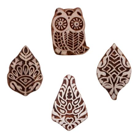 Set of 4 Piece New Mix Wooden Printing Blocks
